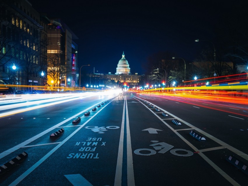 night city long-term exposure city lights road marking architecture PNG images with transparent canvas assortment