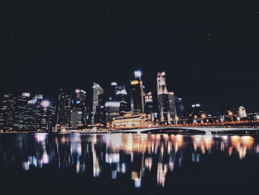 night city panorama city lights singapore Transparent PNG images set