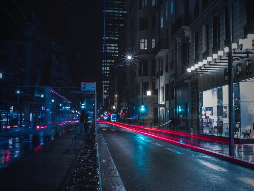 night city road buildings lighting PNG for digital art