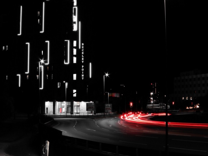 night city street lights long exposure Transparent PNG image