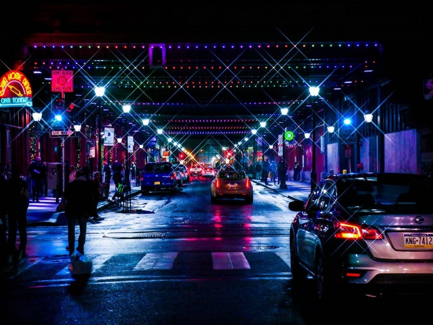 night city street traffic lights illumination PNG file with alpha
