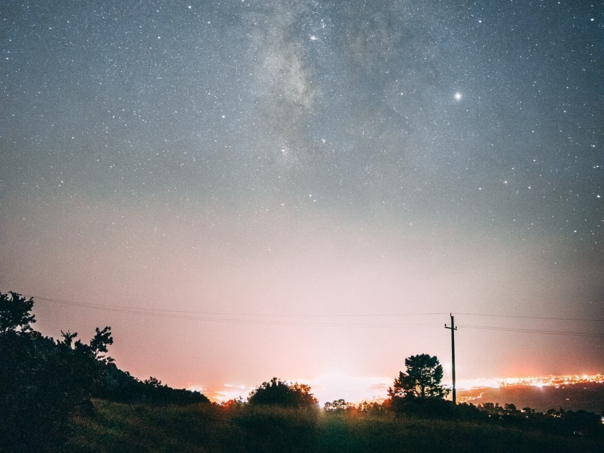 night starry sky dark glow landscape Isolated PNG Image with Transparent Background