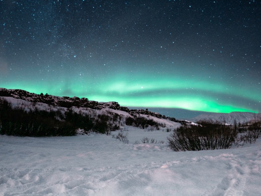 northern lights aurora night starry sky north snow landscape PNG with clear background extensive compilation