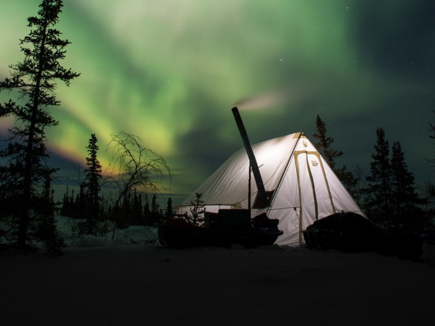 northern lights aurora tent camping night HighQuality PNG Isolated Illustration 4k wallpaper