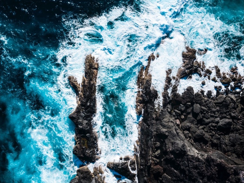 ocean aerial view rocks surf foam waves water Isolated Element in HighQuality PNG 4k wallpaper