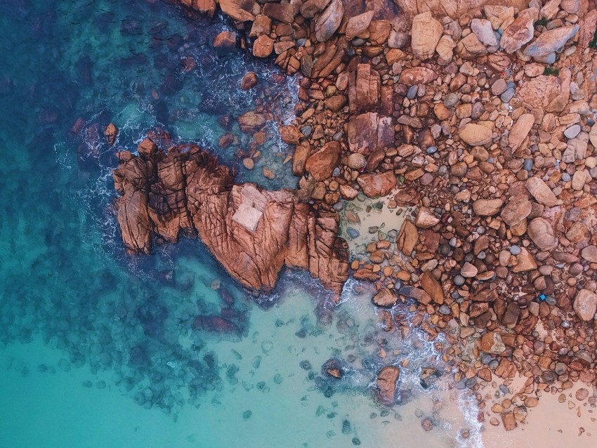 ocean aerial view stones water sand Free transparent background PNG