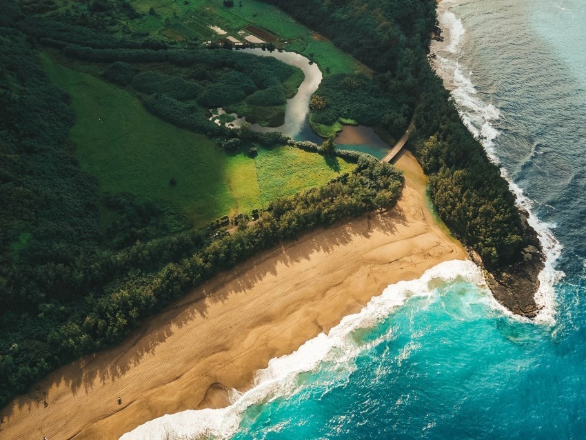 ocean beach aerial view kauai hawaii PNG images with no attribution