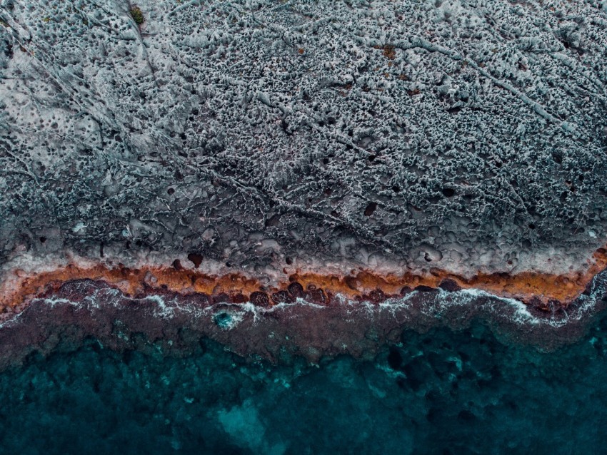 ocean coast aerial view water stones surface ribbed Clear Background Isolated PNG Icon