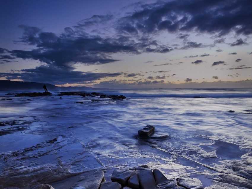 ocean coast stone ebb evening landscape Transparent PNG graphics archive