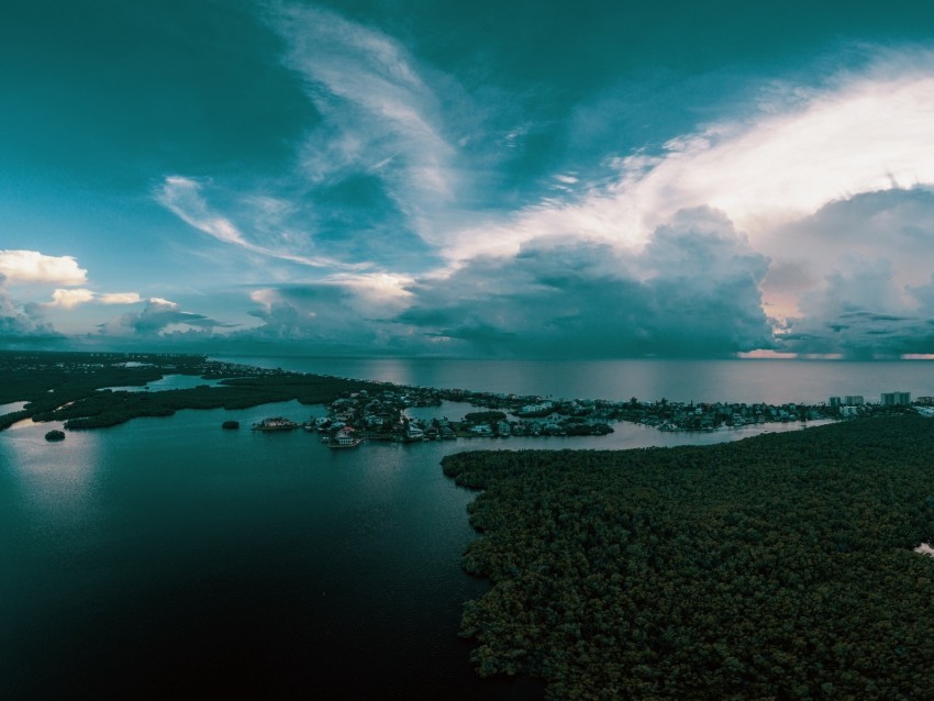 ocean island aerial view trees horizon sunset HighQuality PNG Isolated Illustration 4k wallpaper