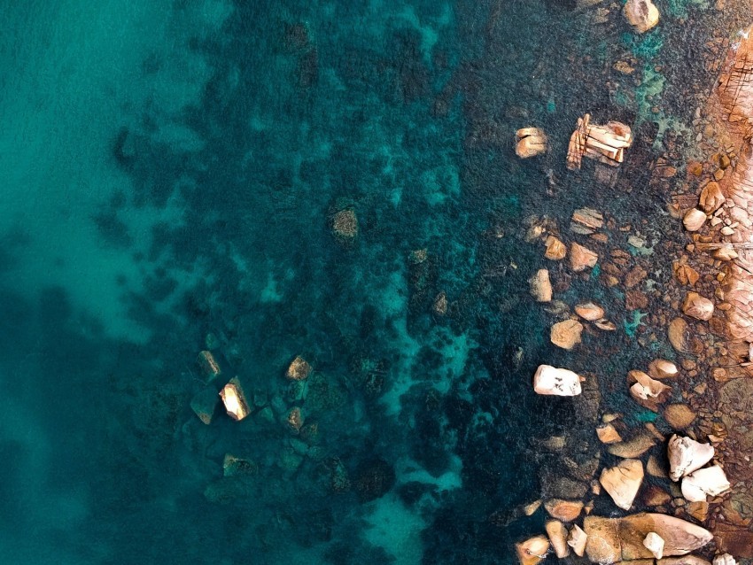 ocean stones aerial view water ripples bottom PNG Image with Clear Background Isolation