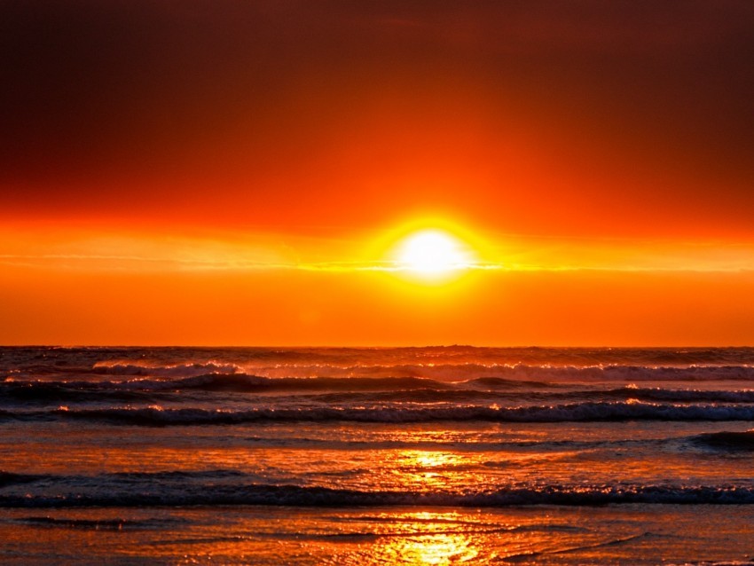 ocean sunset horizon sky waves HighResolution PNG Isolated Artwork