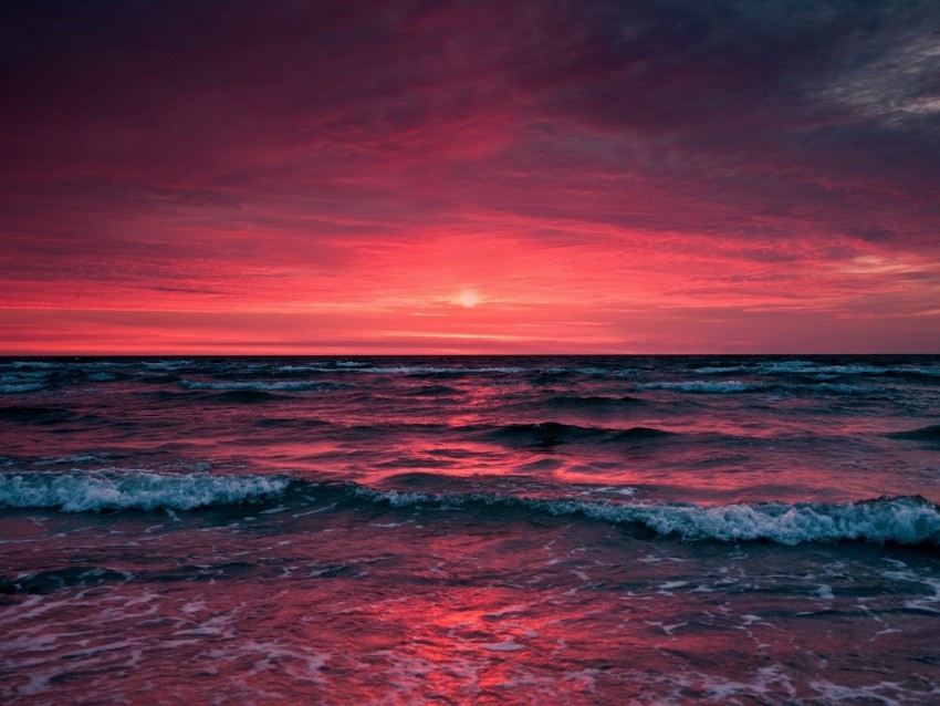 ocean sunset surf horizon sea sky foam Transparent Background Isolated PNG Art