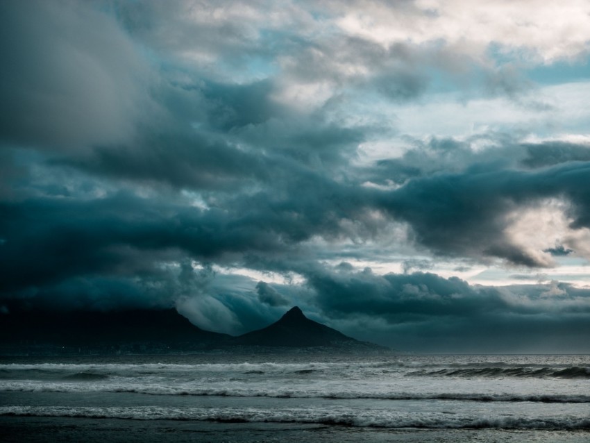 ocean surf rocks clouds overcast storm HD transparent PNG