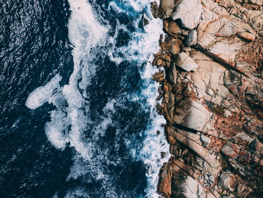 ocean waves aerial view stones surf foam PNG images with cutout