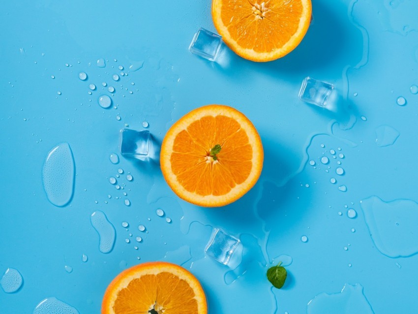 orange ice mint citrus rings melting PNG images for editing