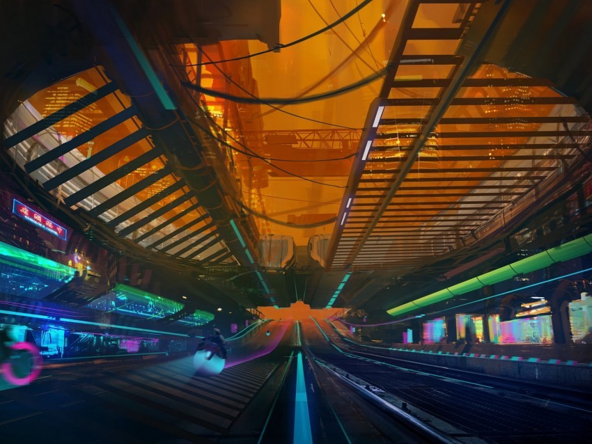 overpass art cyberpunk sci-fi movement Clear PNG pictures package
