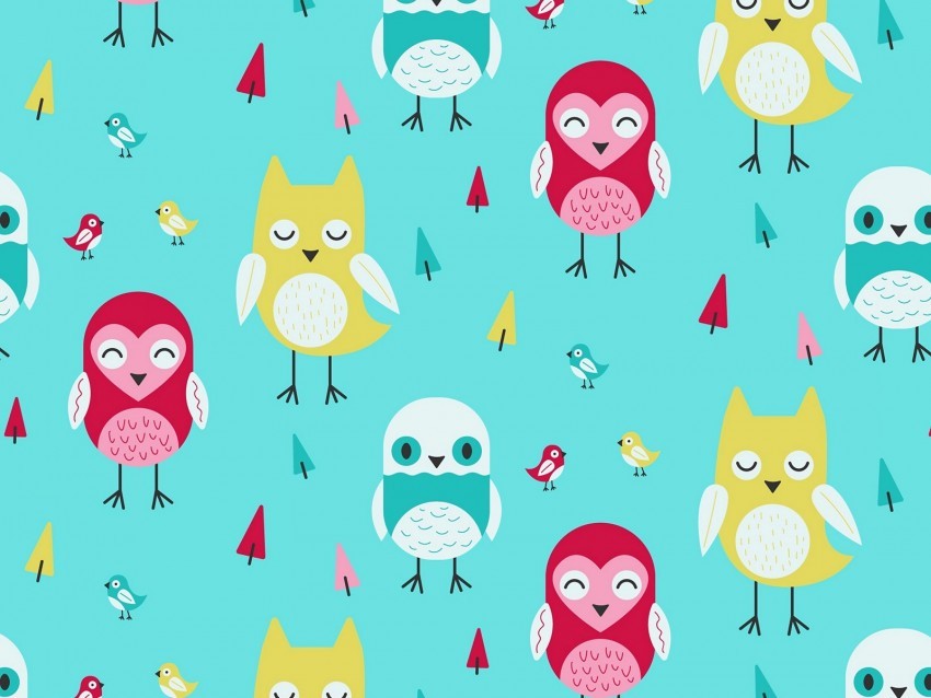 owls art vector patterns texture colorful Free PNG file 4k wallpaper