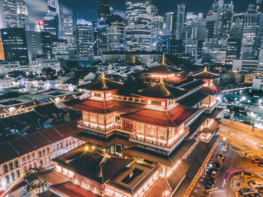 pagoda building aerial view architecture city night backlight Transparent PNG illustrations