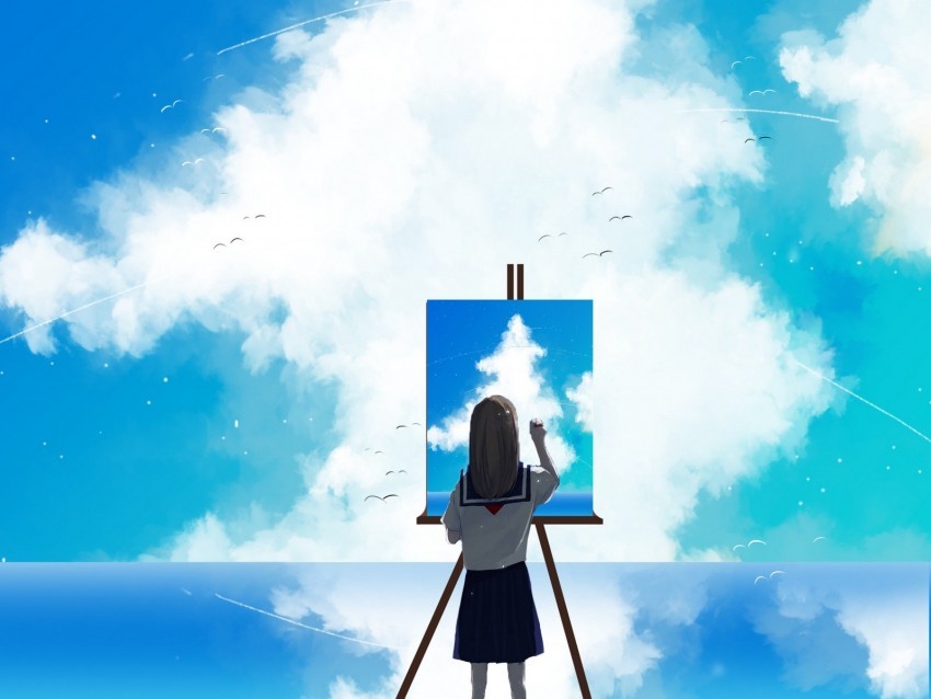 painter sky clouds art canvas paint Isolated Character in Clear Transparent PNG