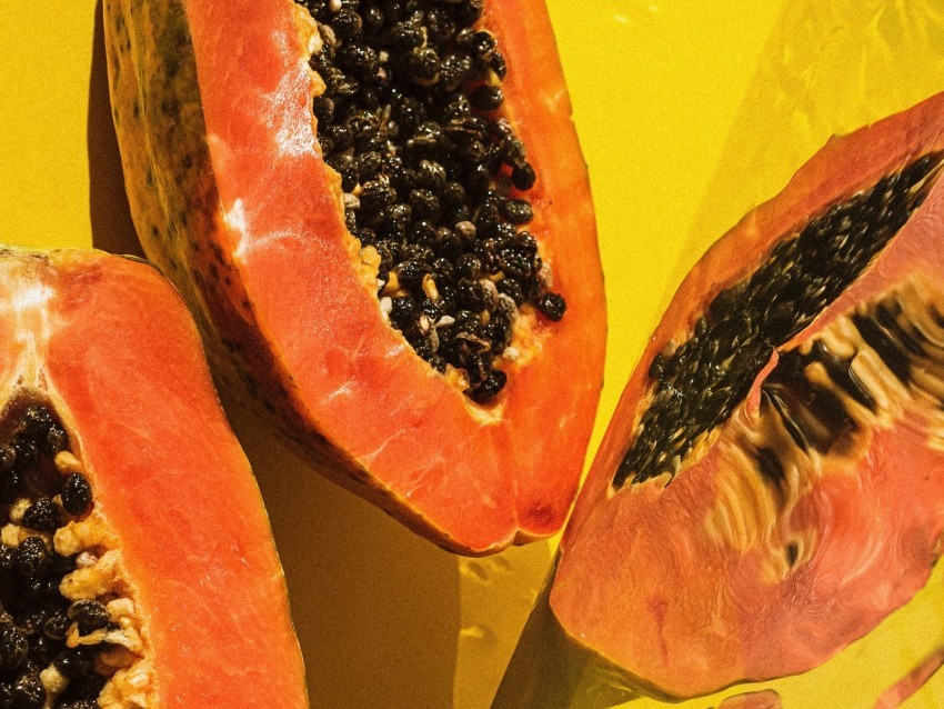 papaya fruit tropical exotic ripe Clean Background Isolated PNG Art