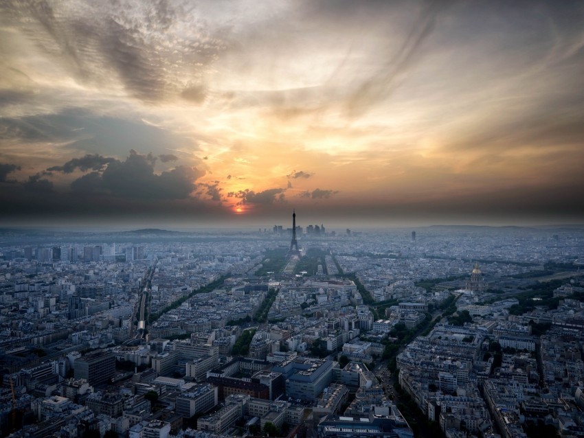 paris france architecture sunset sky aerial view PNG photo with transparency