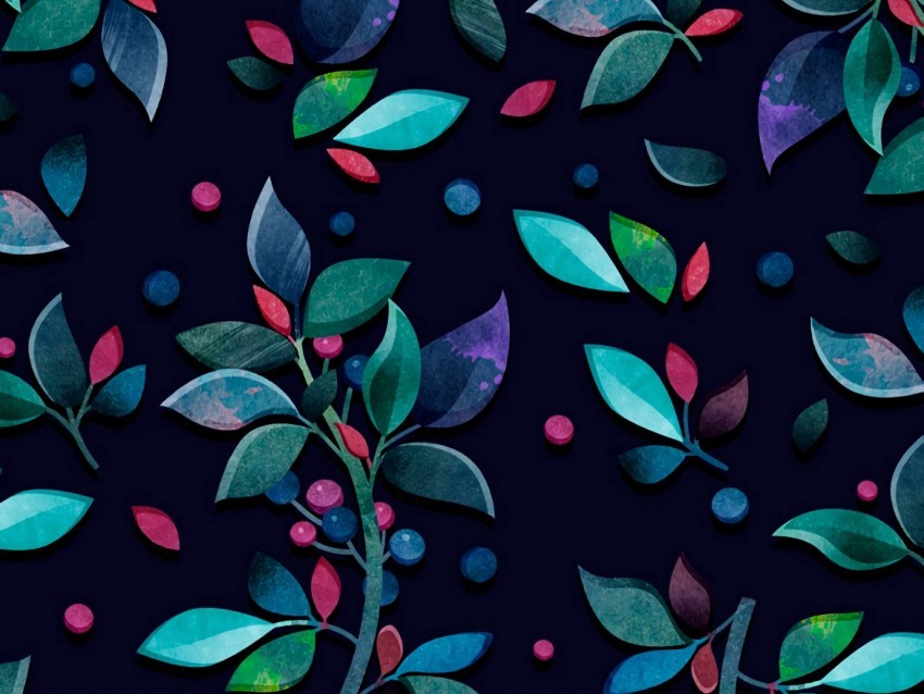 pattern branches leaves berries colorful PNG images with clear backgrounds