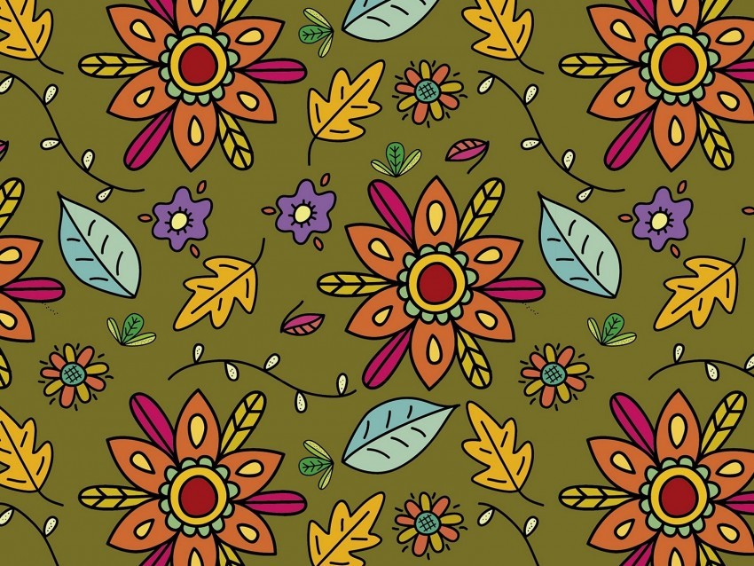 pattern flowers leaves branches art HD transparent PNG