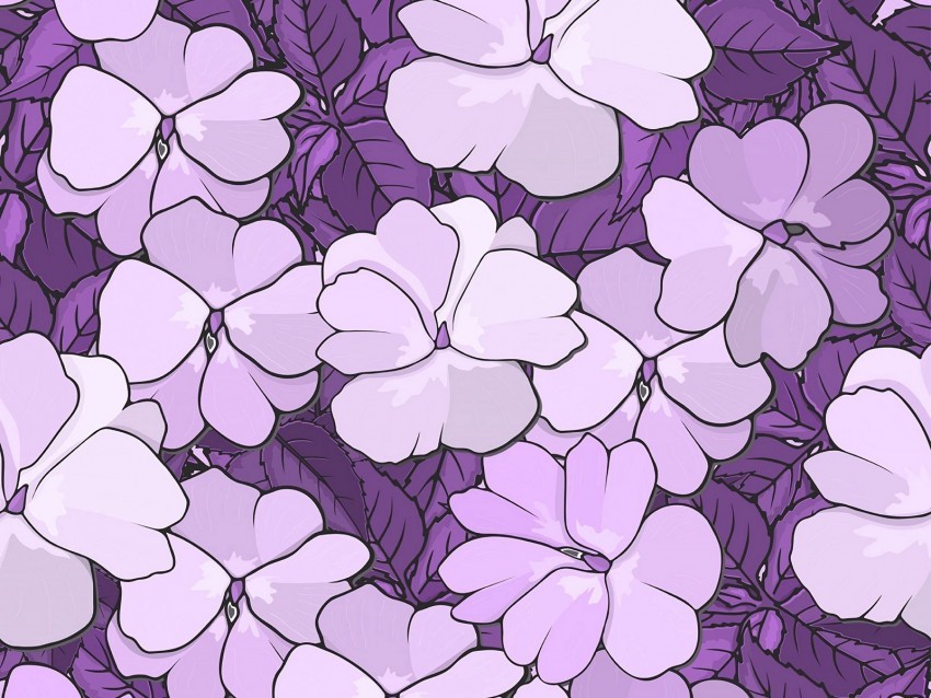 pattern flowers leaves floral white lilac Isolated Design in Transparent Background PNG