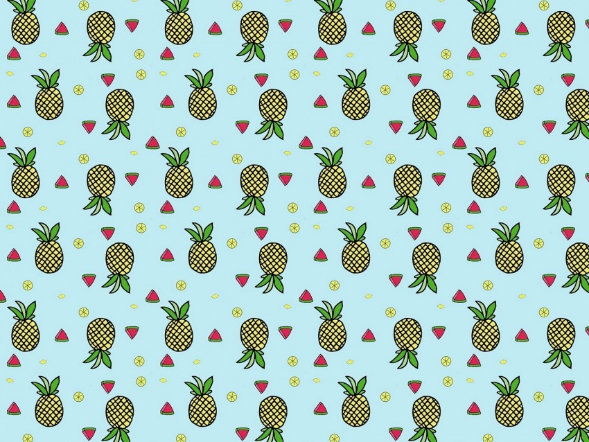 pattern fruit tropical pineapple watermelon lime No-background PNGs