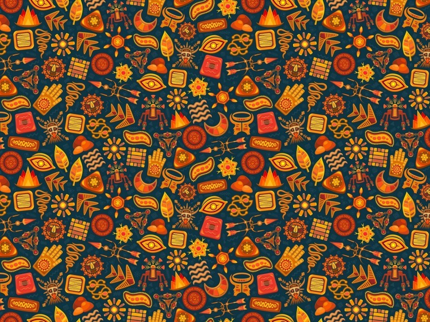 pattern symbols ethnic magic color design Isolated Illustration on Transparent PNG 4k wallpaper