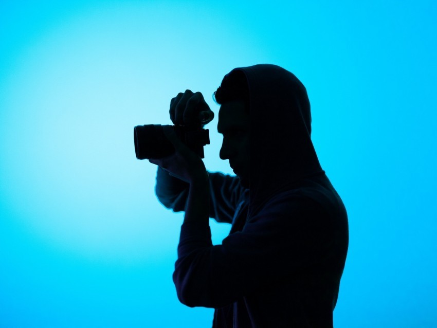 photographer hood camera dark shooting blue PNG transparent design bundle