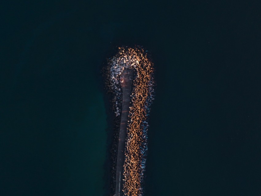 pier aerial view sea ocean stones PNG art 4k wallpaper