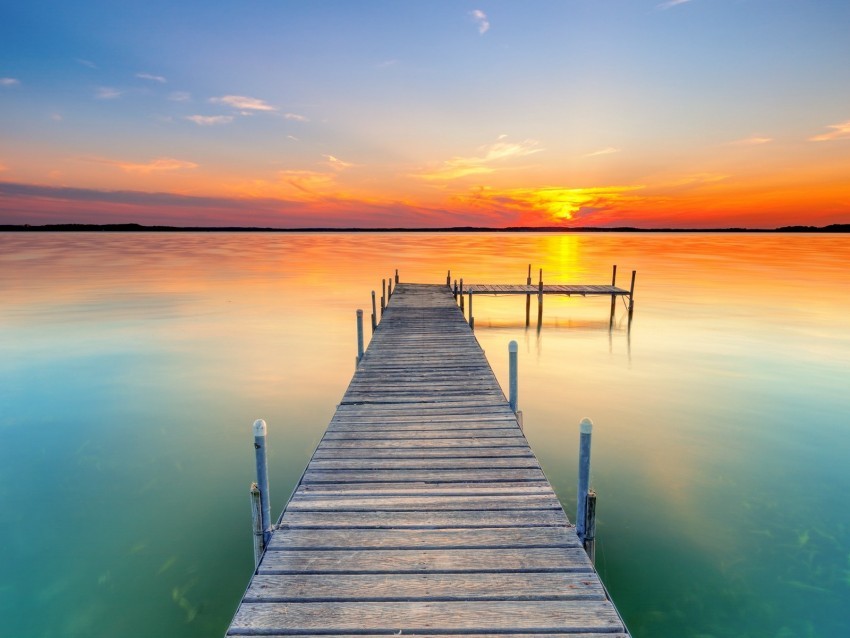 pier lake sunset water horizon PNG Graphic with Clear Background Isolation