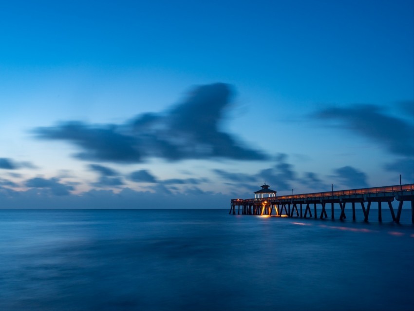 pier sea dusk water clouds PNG with transparent overlay