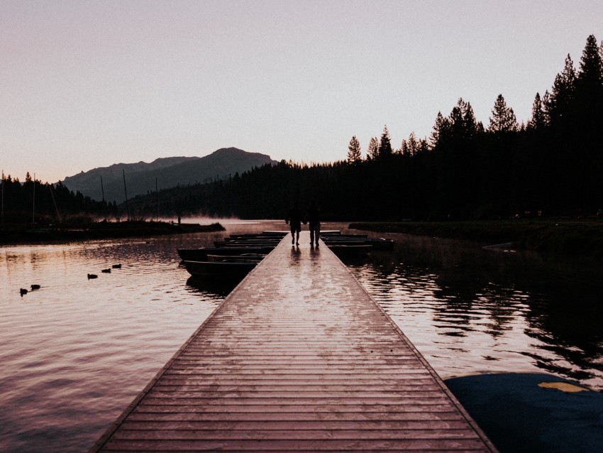 pier silhouettes dark river dusk Isolated Character in Transparent PNG 4k wallpaper