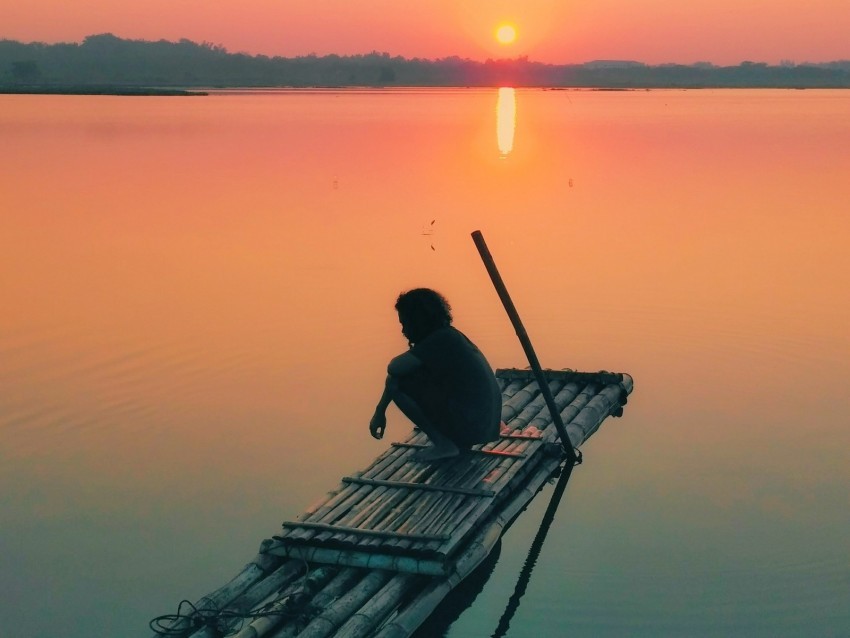 pier sunset silhouette lonely loneliness Transparent PNG Isolated Element