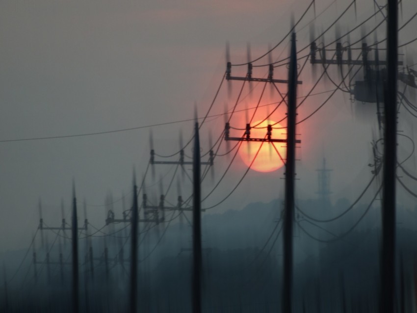 pillars wires sun sunset blur Transparent PNG graphics archive