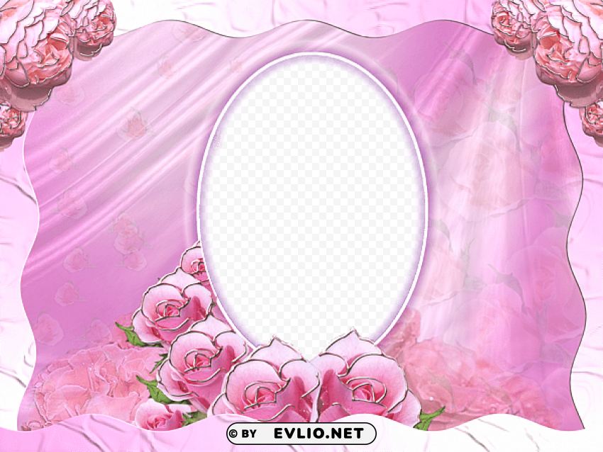 pink roses frame Transparent Background PNG Isolated Element