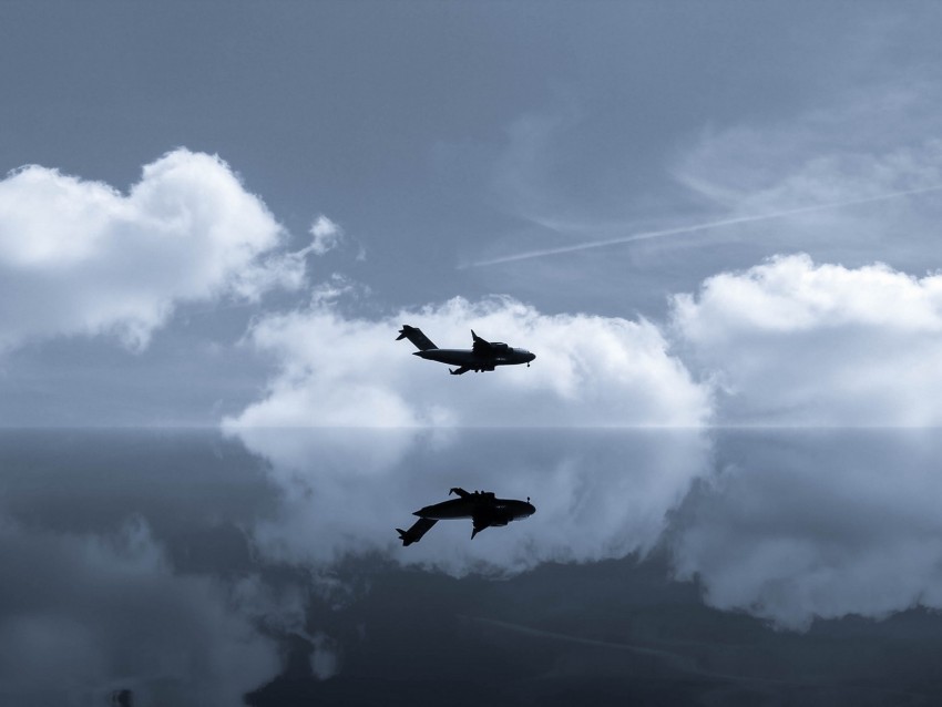 plane sky reflection clouds flight mirror PNG for overlays