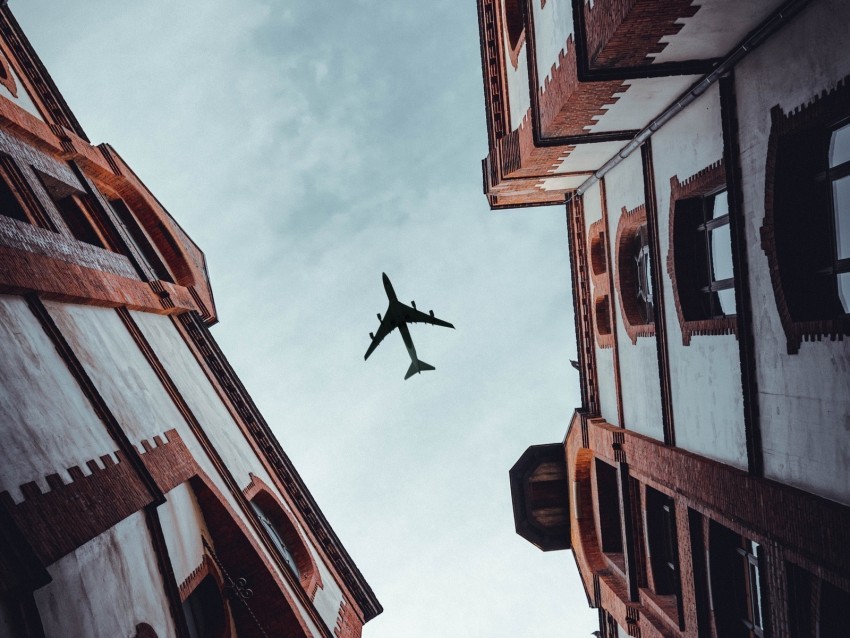 plane view from below building flight facade Isolated Character with Clear Background PNG