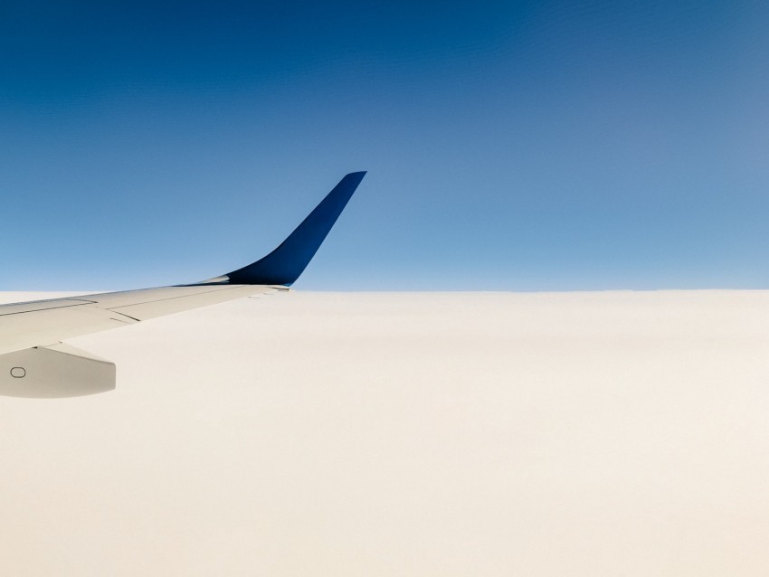 plane wing sky minimalism blue white Isolated PNG Item in HighResolution