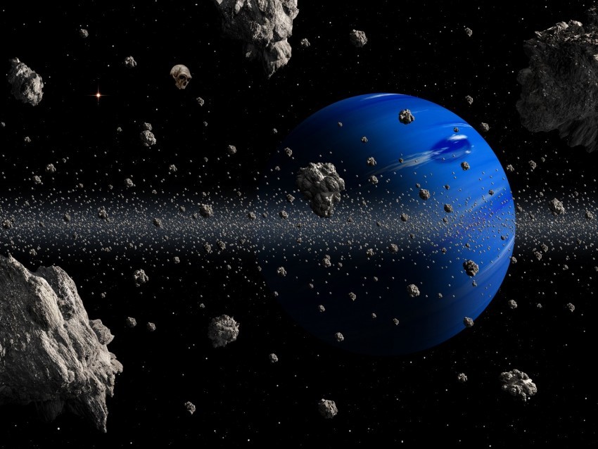 planet asteroids space blue asteroid belt PNG images with high transparency 4k wallpaper