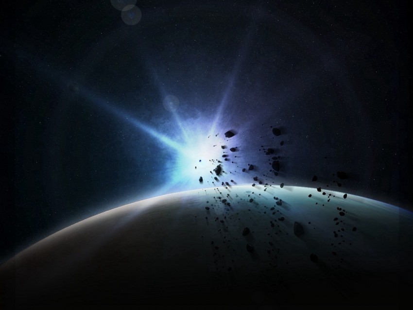 planet flash asteroids space dark glare PNG cutout