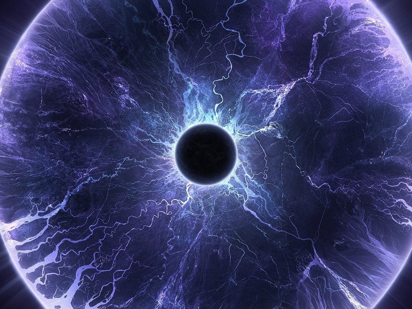planet lightning eclipse halo glow purple Isolated Object in Transparent PNG Format 4k wallpaper