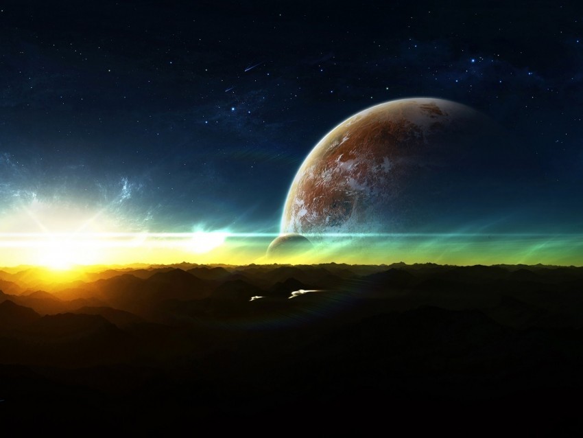 planets space satellite horizon lights Transparent PNG graphics complete collection