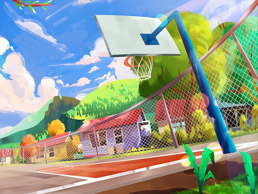 playground basketball hoop art city colorful Isolated Artwork on HighQuality Transparent PNG 4k wallpaper