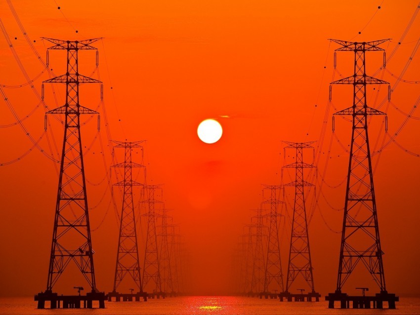 poles wires sunset power lines high-voltage lines PNG images with no attribution