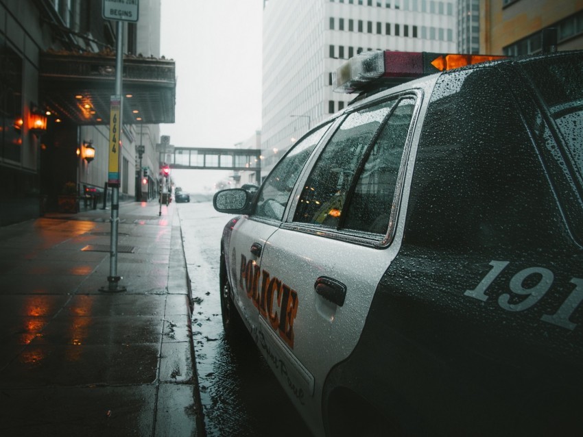 police car street city rain Transparent PNG graphics complete collection