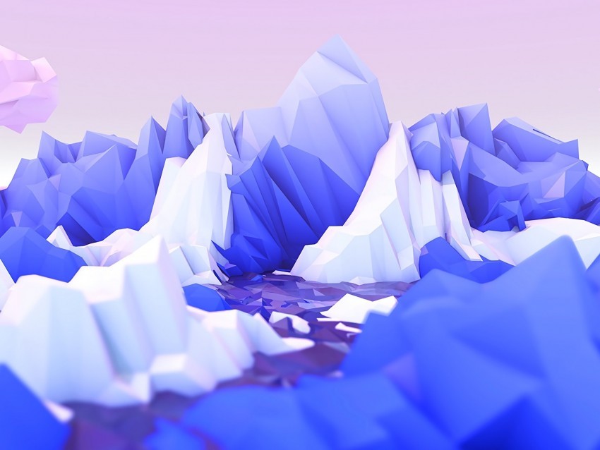 polygon mountains art lilac white Transparent PNG Isolated Illustration